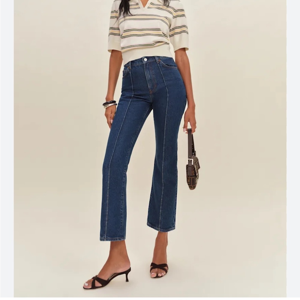Reformation High Rise Ankle Jeans - Dark Blue
